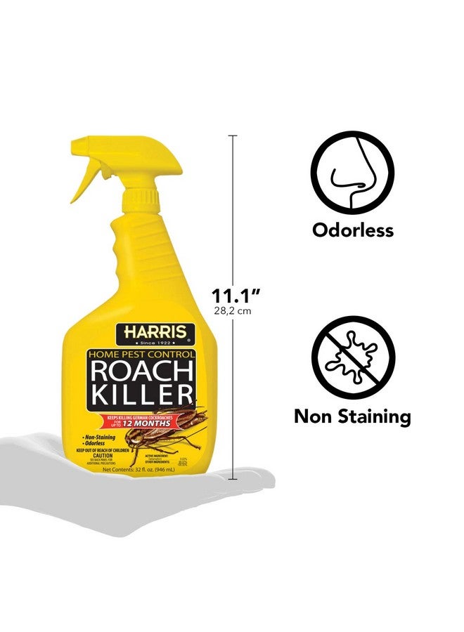 Roach Killer Liquid Spray With Odorless And Nonstaining 12Month Extended Residual Kill Formula (32Oz)