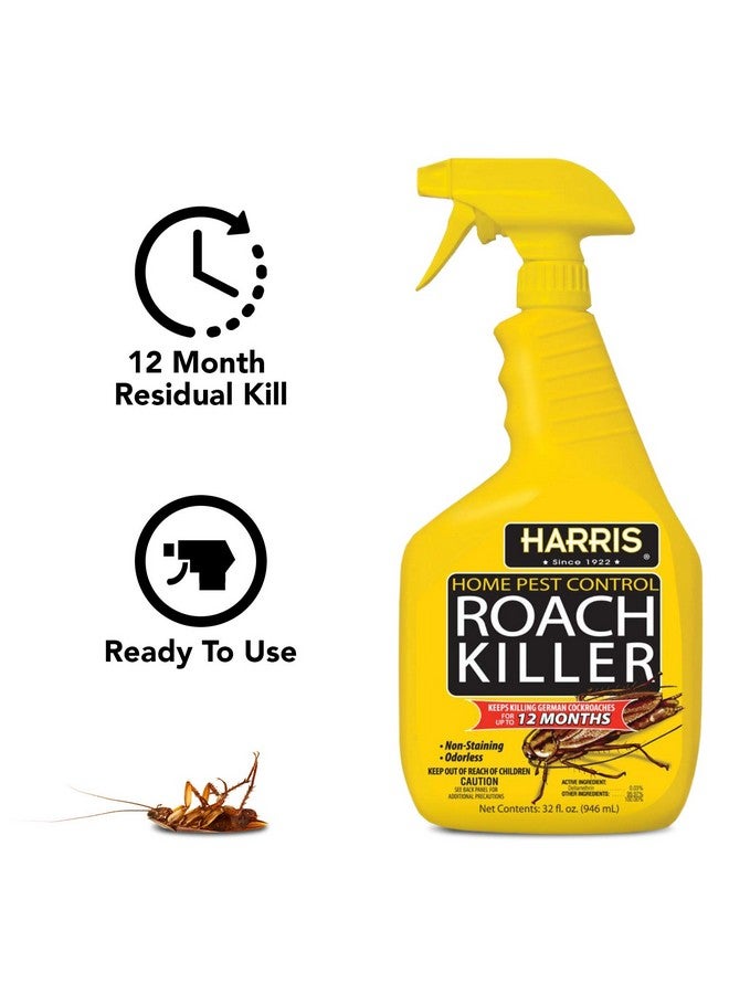 Roach Killer Liquid Spray With Odorless And Nonstaining 12Month Extended Residual Kill Formula (32Oz)