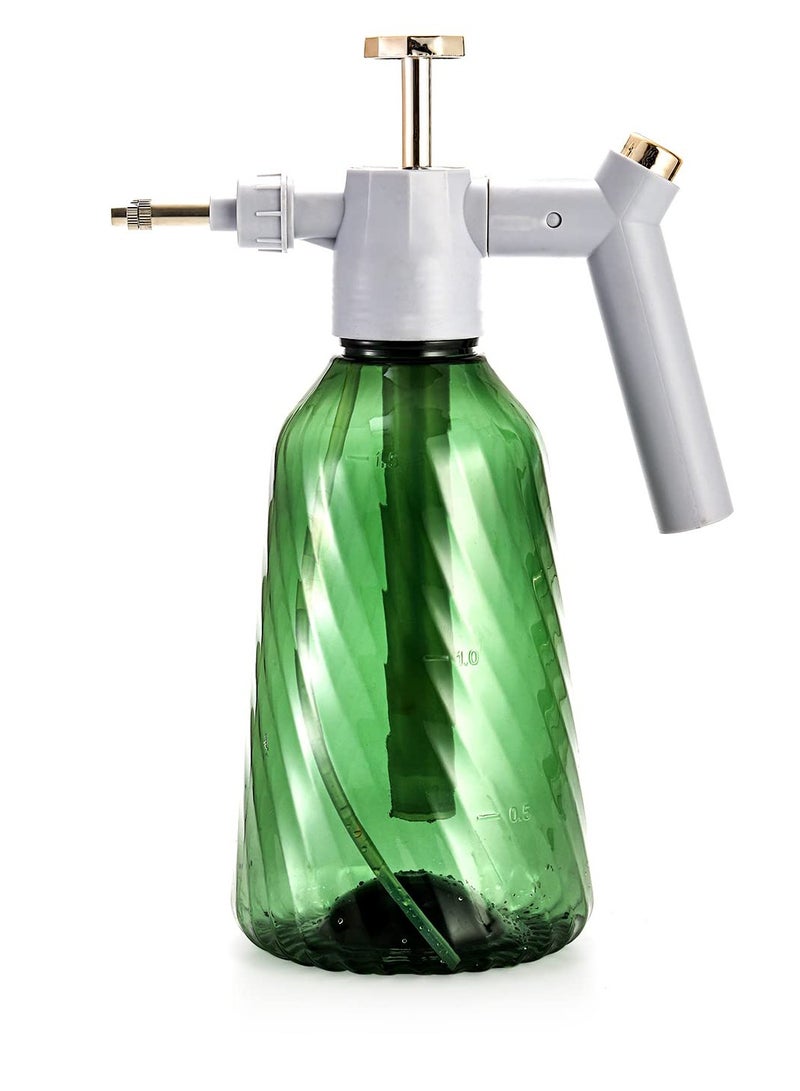 Deluxe 1 Pack Pump Sprayer Set - Adjustable Nozzle, 1.5L Plastic Hand Pump Pressure Water Perfect for Your Garden and Car Detailing Needs Lawn (Green)