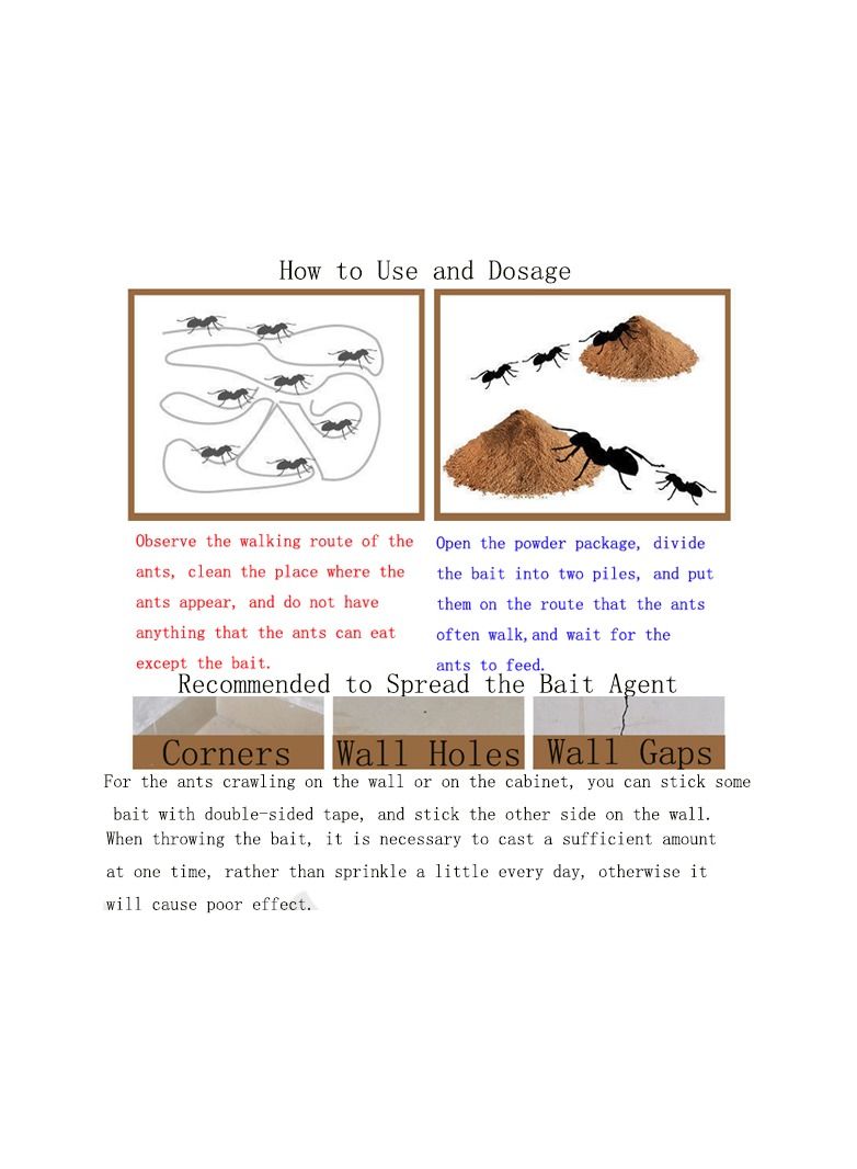 20-Bags Powerful Ant Bait Agent, Special Effect Indoor and Outdoor Low Toxicity and Odorless Bait Powder