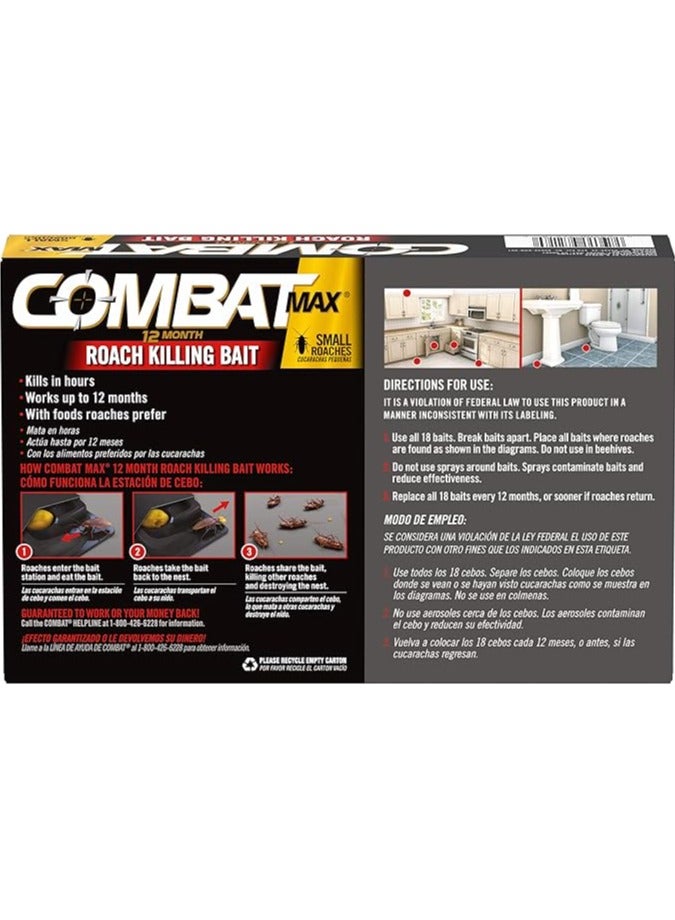 Combat Max 12 Month Roach Killing Bait, Small Roaches 18 Bait Stations