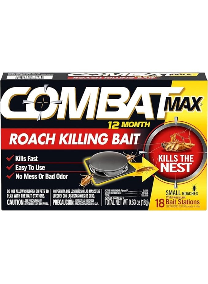 Combat Max 12 Month Roach Killing Bait, Small Roaches 18 Bait Stations