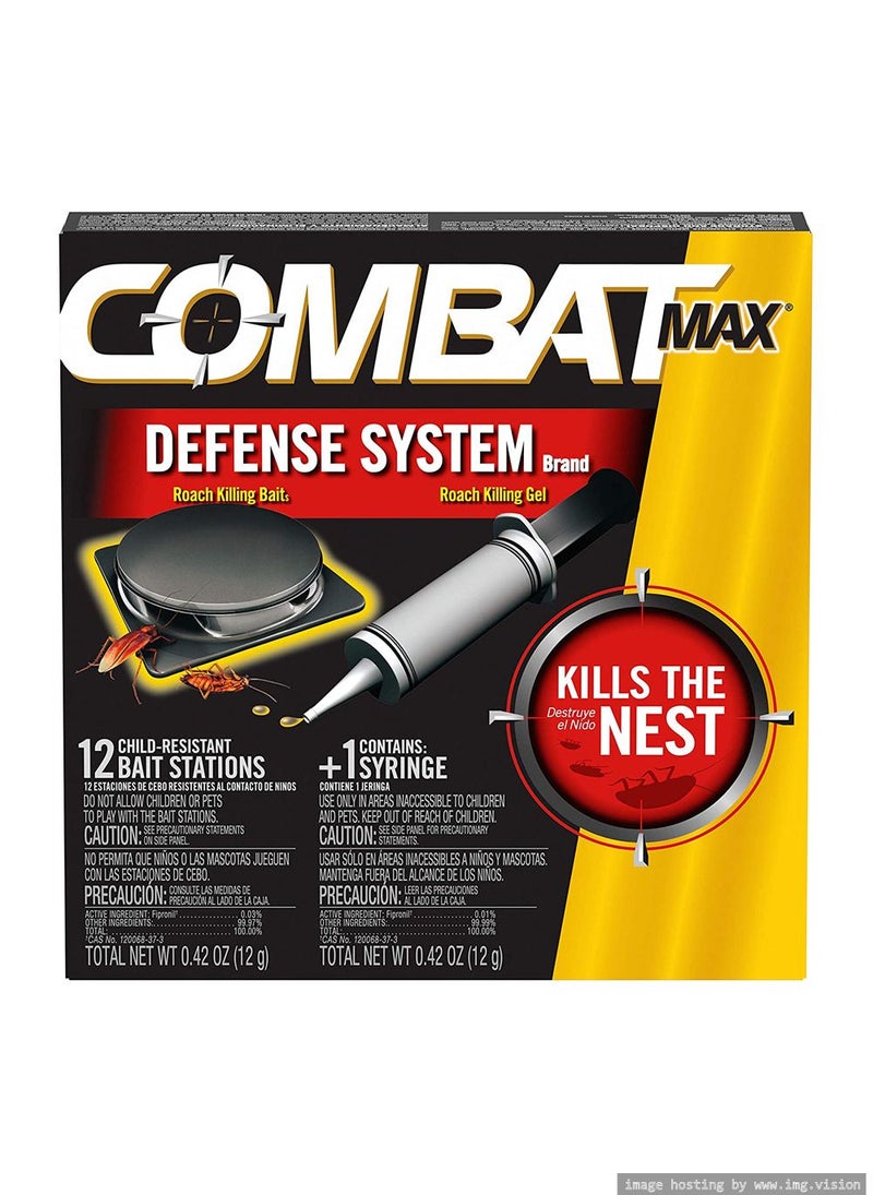 Combat Max Defense System Brand Small Roach Killing Bait & Gel Pack of 12