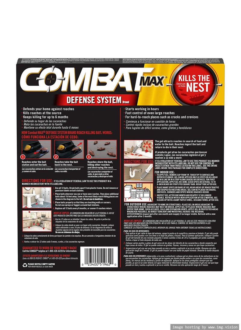 Combat Max Defense System Brand Small Roach Killing Bait & Gel Pack of 12