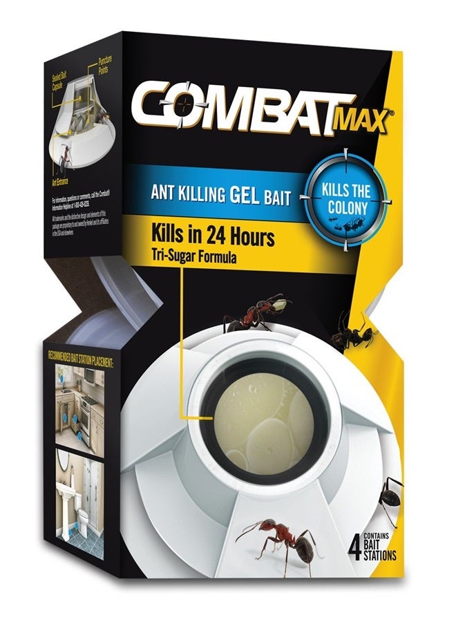 Max Ant Killing Gel Bait Station, Indoor and Outdoor Use, 4 Count