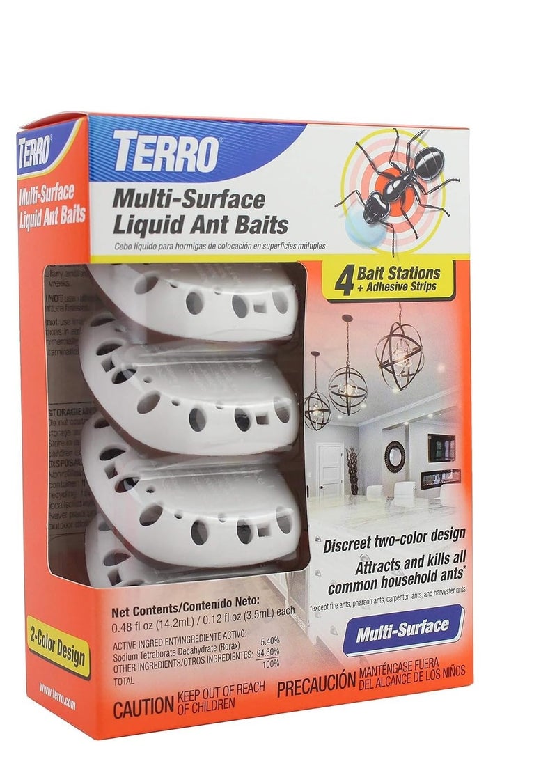 TERRO T334B indoor multi surface liquid ant bait and ant killer 4 discreet ant bait stations kills common household aAnts