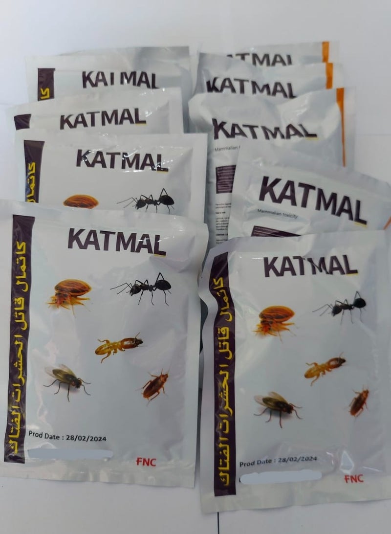 Katmal Insecticide Powder for Cockroaches & Bedbugs, Flying Insects terminator 10pcs Each Packet 100grams