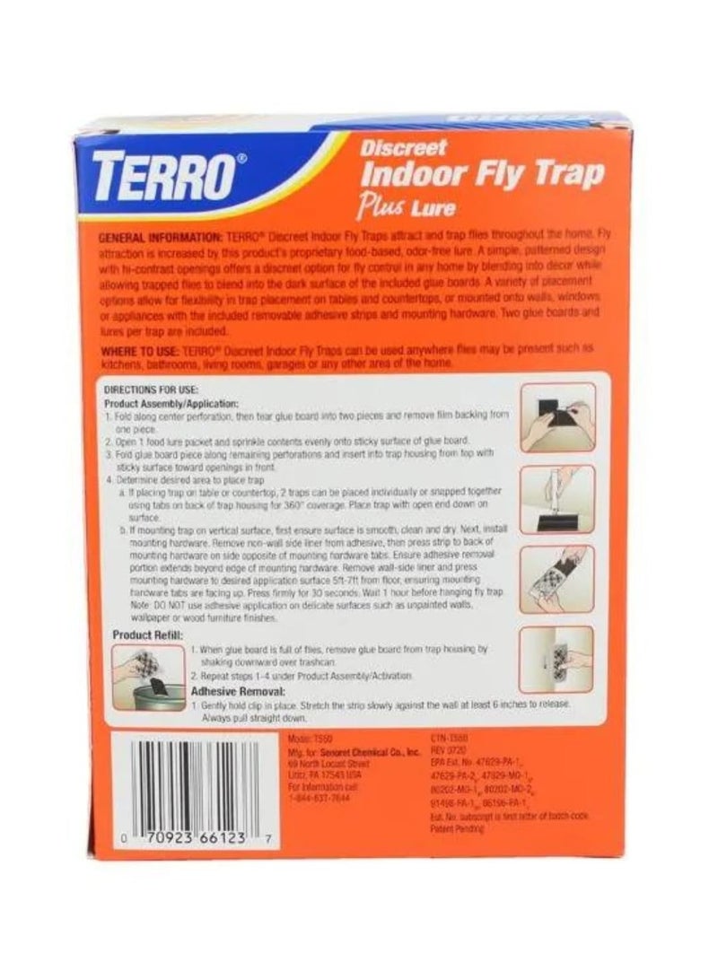 Terro Indoor Fly Trap Plus Lure, Discrete Design, Flexible Placement, Odor Free, T550