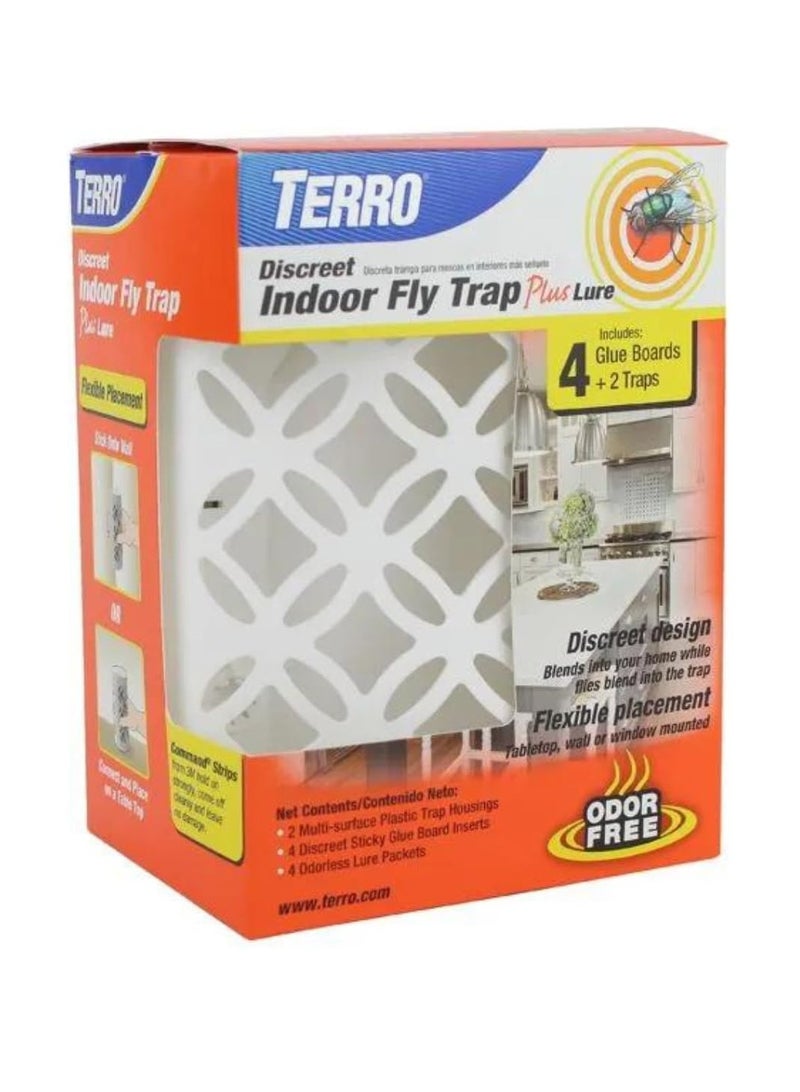 Terro Indoor Fly Trap Plus Lure, Discrete Design, Flexible Placement, Odor Free, T550