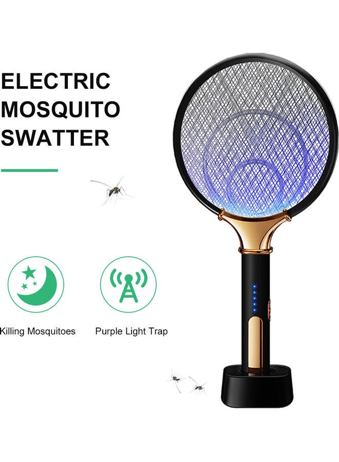 2-In-1 Electric Mosquito Swatter Black/Gold 47x23cm