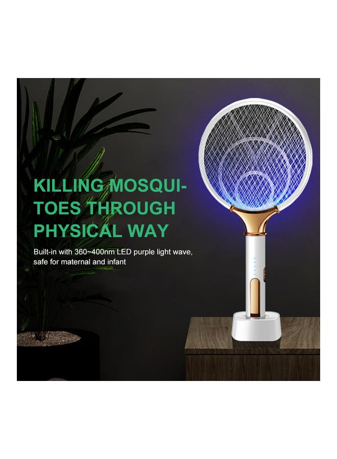 2-In-1 Electric Mosquito Swatter White/Gold 47x23cm