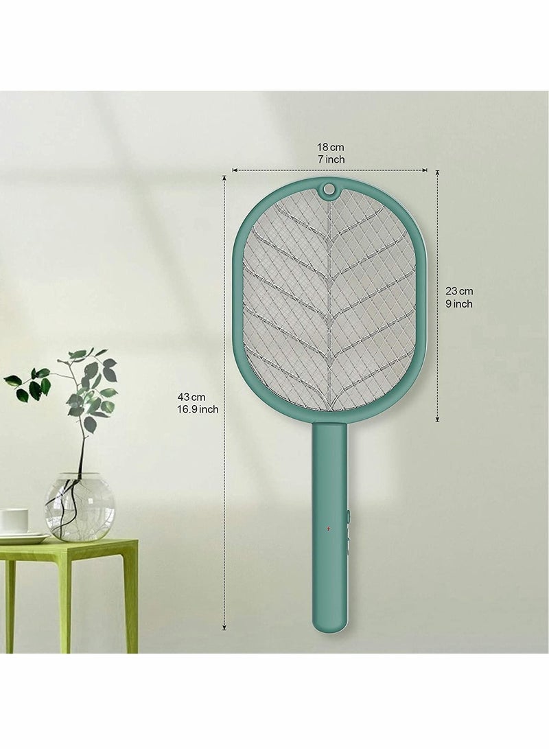 Electric Fly Swatter, Handheld/Standing/Wall Mounted Mosquito Killer with Base, Smart Home Use USB Rechargeable LED Light 3 Layer Safety Mesh, Fruit Fly, Insect Trap Racket for Indoor, Camping Outdoor