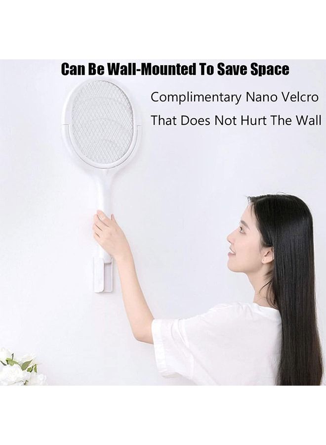 Electric Fly Swatter 5 in1 Rotatable Indoor Bug Zapper Racket USB-C Rechargeable Mosquito Killer 3500V High-Voltage with UV Light Standing Base and Wall Mount