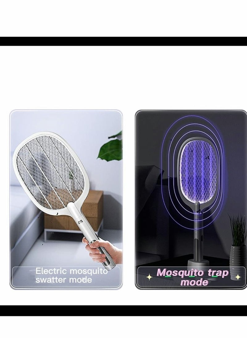 2 in 1 Bug Zapper, Rechargeable Electric Fly Swatter, Mosquito Lamp Fly Killer Insect Swatter 3000 Volt USB Rechargeable LED Purple Light Trapping Mosquitoes 3 Layers Safety Mesh Design