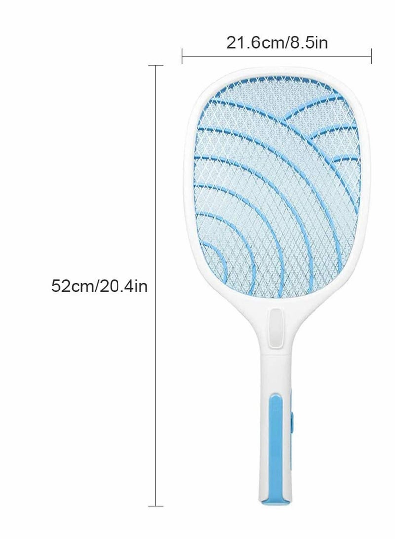 Racket Fly Killer Electric Swatter Bug Zapper with 3000V Grid, Rechargeable 1200mA Battery, Flashlight, 3 layer Safety Mesh, for Home, Indoor and Outdoor Use, USB