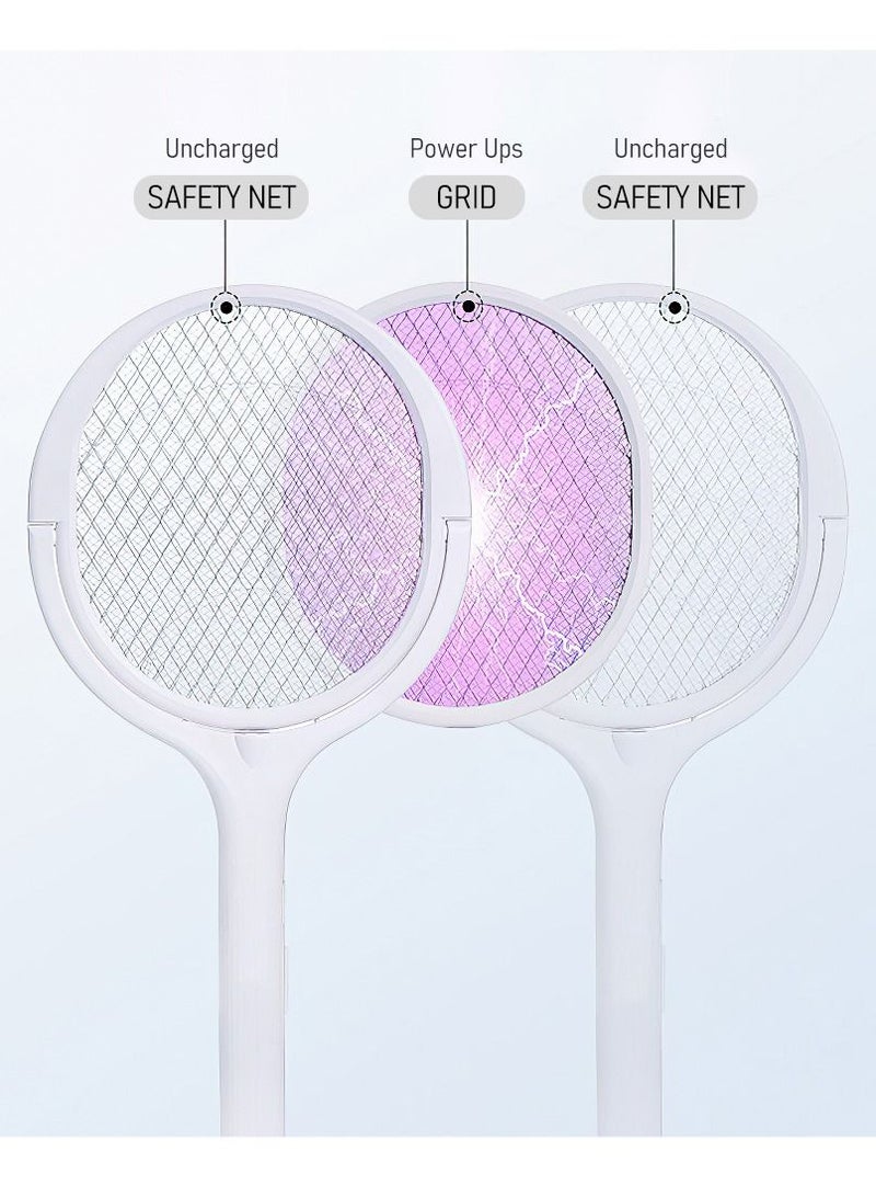 USB Type-C Rechargeable Electric Fly Swatter with Rotating Head Racket Fly Mosquito Zapper