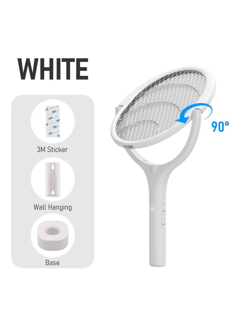 USB Type-C Rechargeable Electric Fly Swatter with Rotating Head Racket Fly Mosquito Zapper