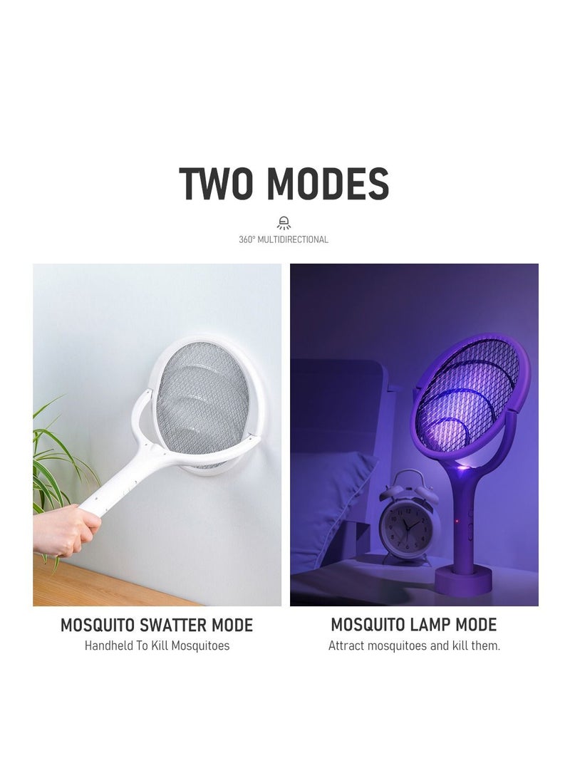 USB Type-C Rechargeable Electric Fly Swatter with Rotating Head Racket Fly Mosquito Zapper