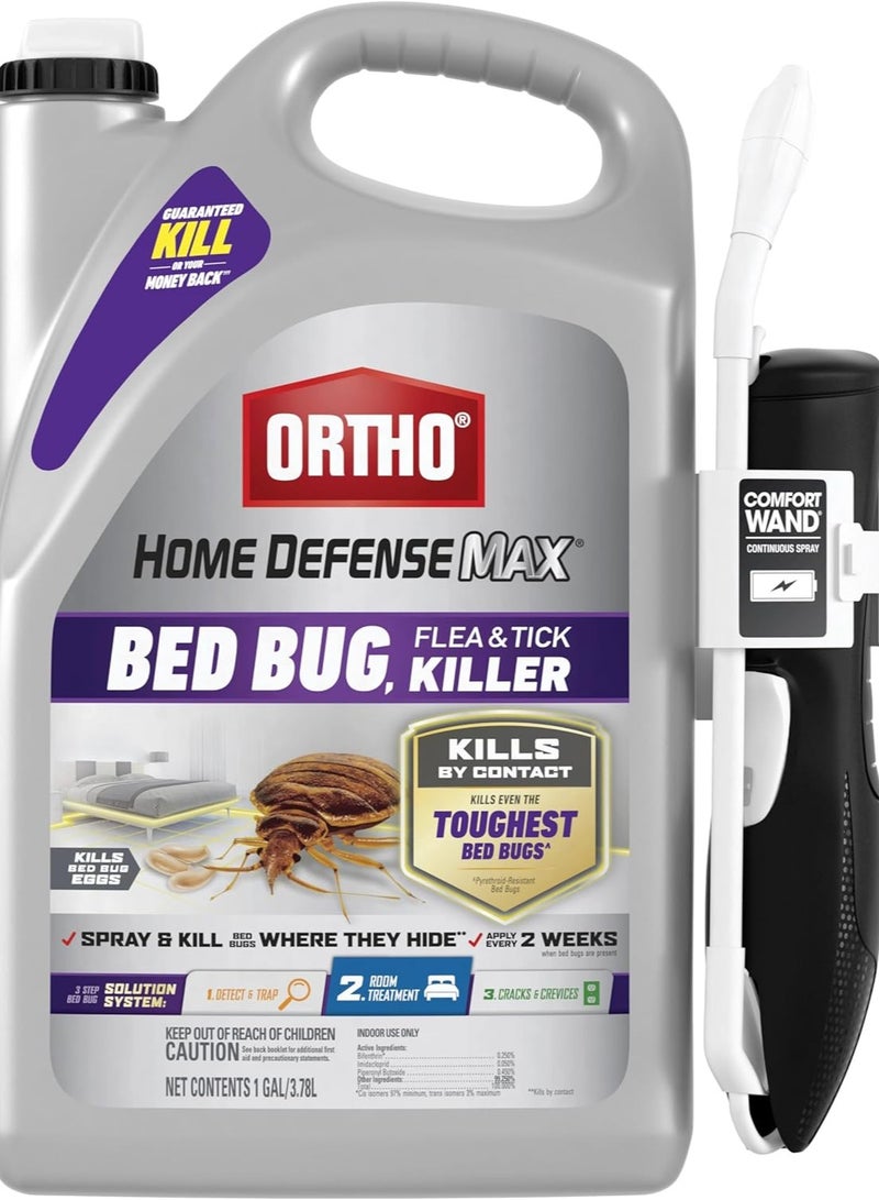 Home Defense Max Bed Bug, Flea and Tick Killer with Comfort Wand, Bed Bug Killer Spray, 1 gal., Purple