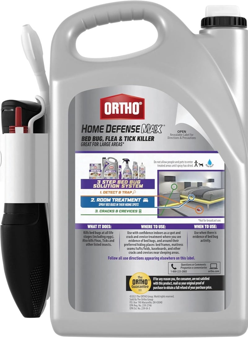 Home Defense Max Bed Bug, Flea and Tick Killer with Comfort Wand, Bed Bug Killer Spray, 1 gal., Purple