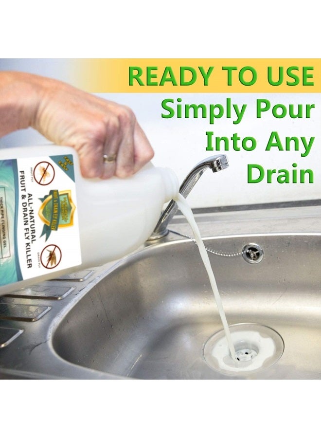 Fruit Fly & Drain Fly Killer - Simple Commercial Drain Gel Treatment – Eliminates Gross Fruit Flies, Drain Flies, Sewer Flies & Gnat Infestations From Any Drain. Fast & Easy - 1 Gallon (128 Ounces)