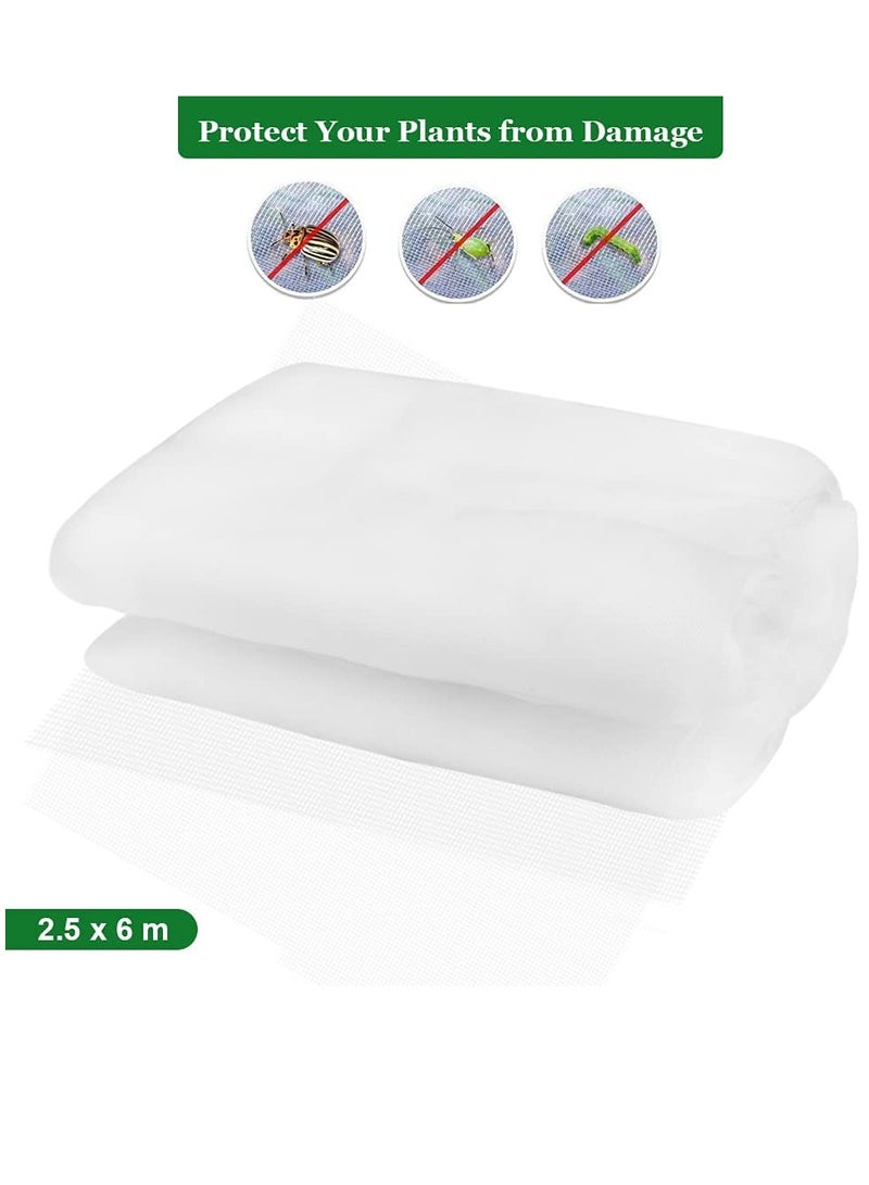 Insect Netting Mesh Garden Netting Protection Vegetable Net Plant Protect Netting Grow Tunnel Insect Protect Netting For Plant Fruits Flowers Crops(2.5M*6M)