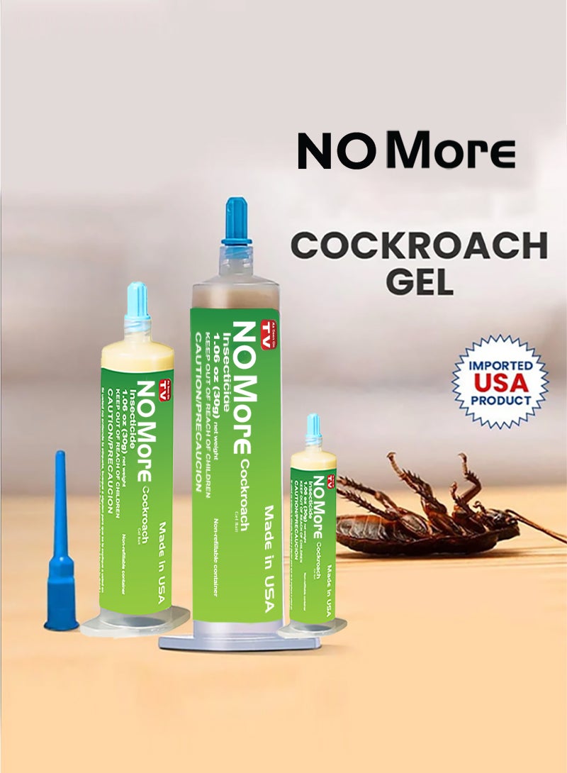 No More Cockroach Gel Bait, 3 Tubes x 30grams, German Cockroach Insect Pest Control, Indoor and Outdoor Use, Cockroach destroyer Gel