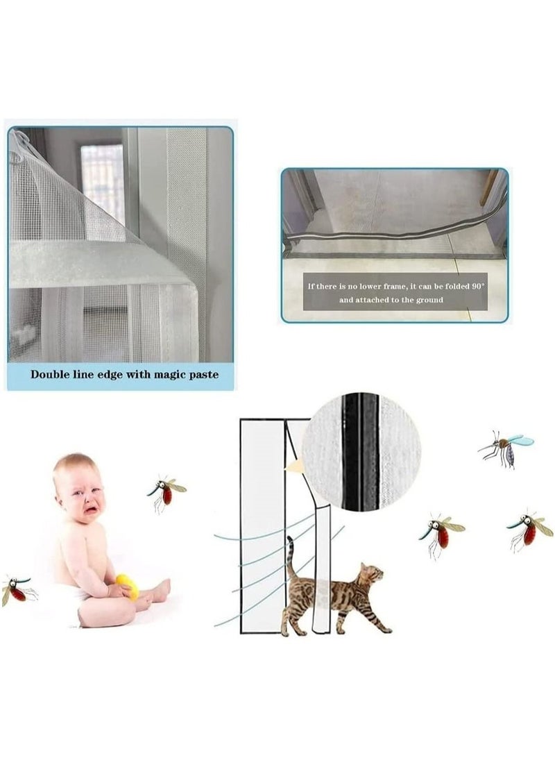Pet Screen Door, Fly Door,Thickened Cat Resistant Mesh Door with Zipper Closure,Dogs Pets Friendly for Living Room Bedroom Kitchen,Fits Up to 210 x 100cm