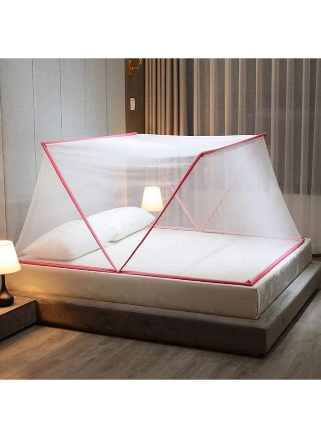 Foldable Portable Mosquito Net Fabric Pink/White 1.9x0.8x0.8meter