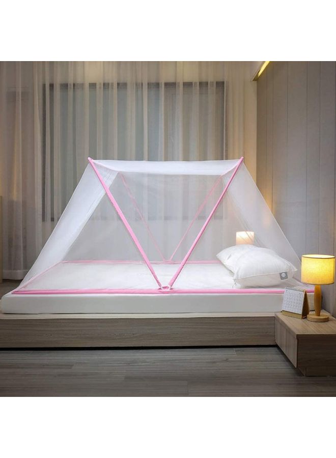 Foldable Portable Mosquito Net Fabric Pink/White 1.9x0.8x0.8meter