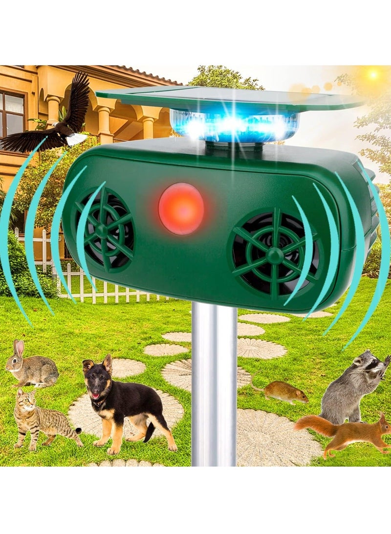 Ultrasonic Solar Powered Animal Repeller Deterrent Dog Chaser Pest Repellent Waterproof Outdoor Protect Farm Garden Yard for Cat Bird