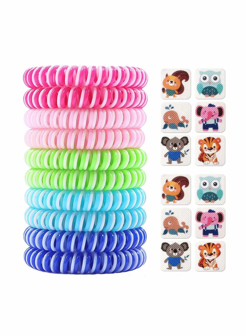 Mosquito Repellent Bracelets, Stickers, Kids Reusable Wristbands for Adults, Last Up to 350Hrs, 10 Pcs Bands + 12 Stickers