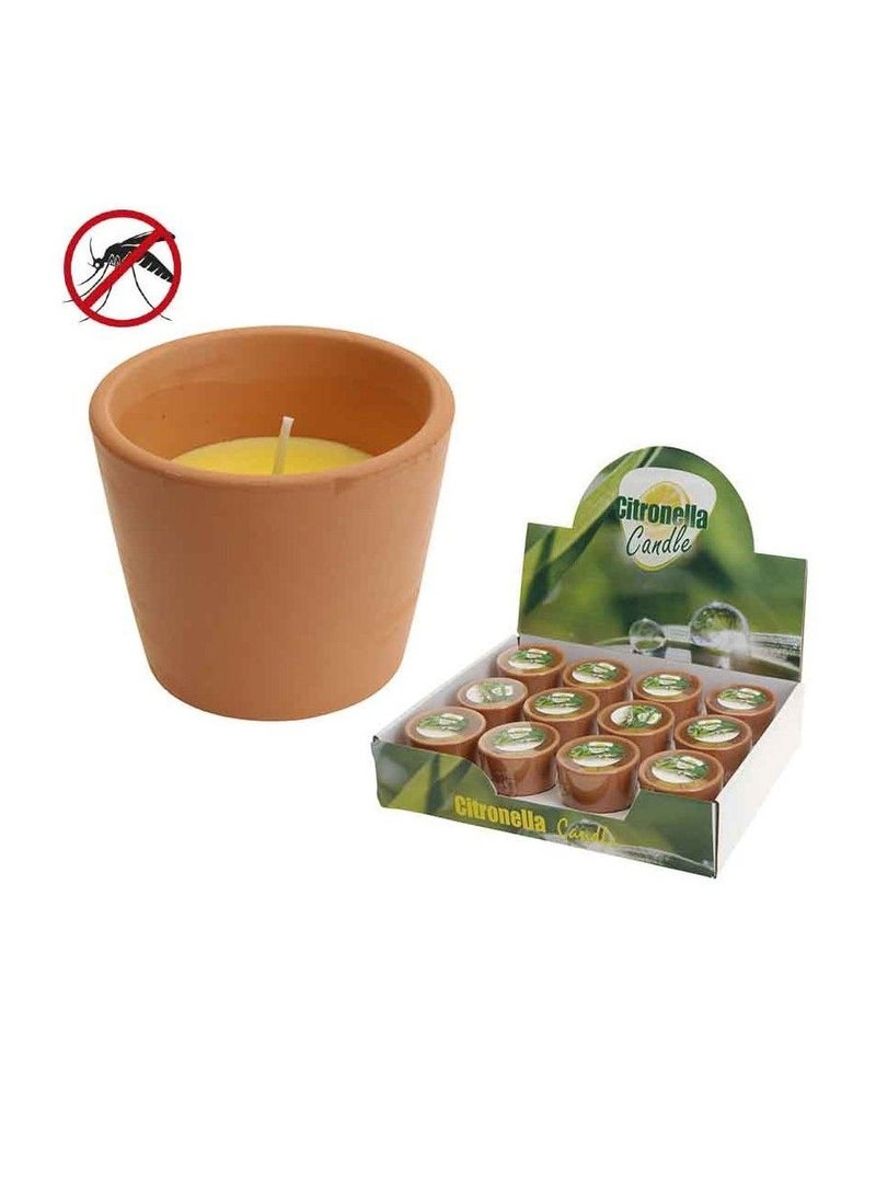 Citonella Candle In Terracotta Pot, Insects Repellent, And Perfect To Brignten Your Table. Pack of 1