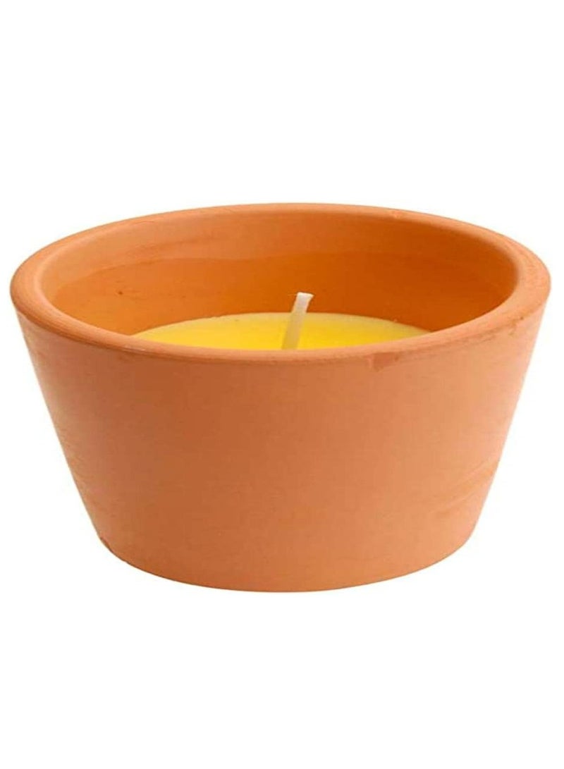 Citonella Candle In Terracotta Pot, Insects Repellent, And Perfect To Brignten Your Table. Pack of 1