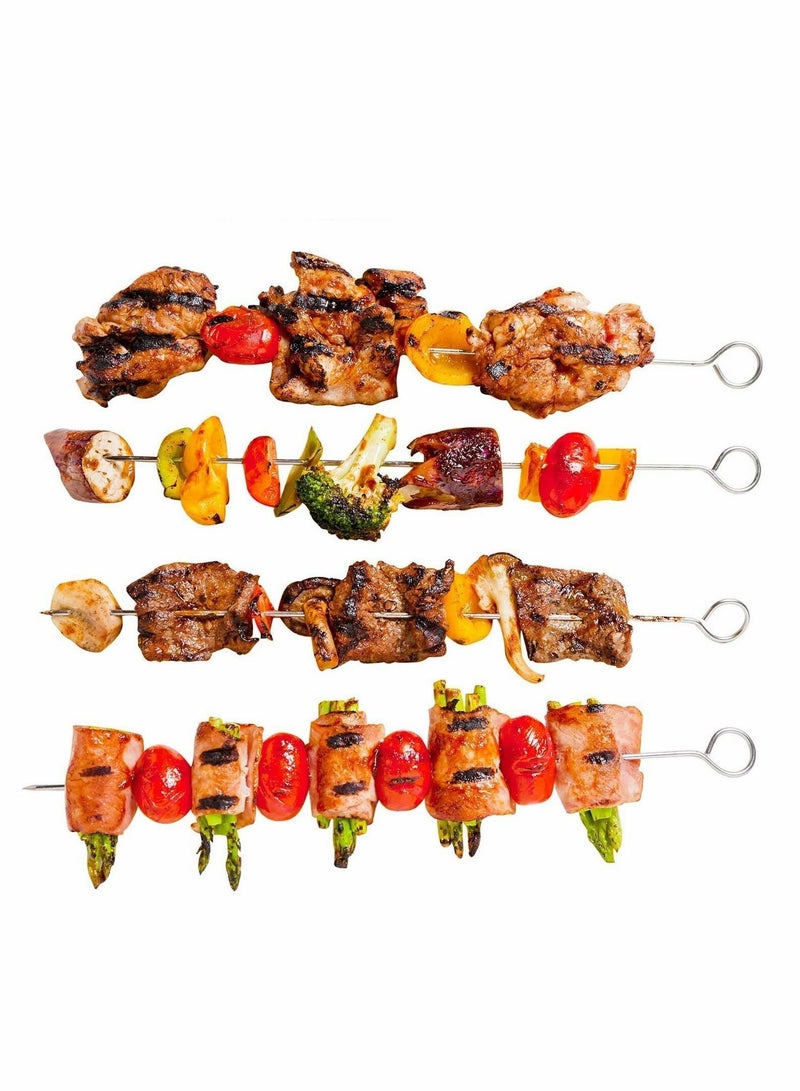 24 Pcs Kebab Skewers, Stainless Steel Kitchen Craft Flat BBQ Skewers Small Metal for Barbecue sticks Accessories