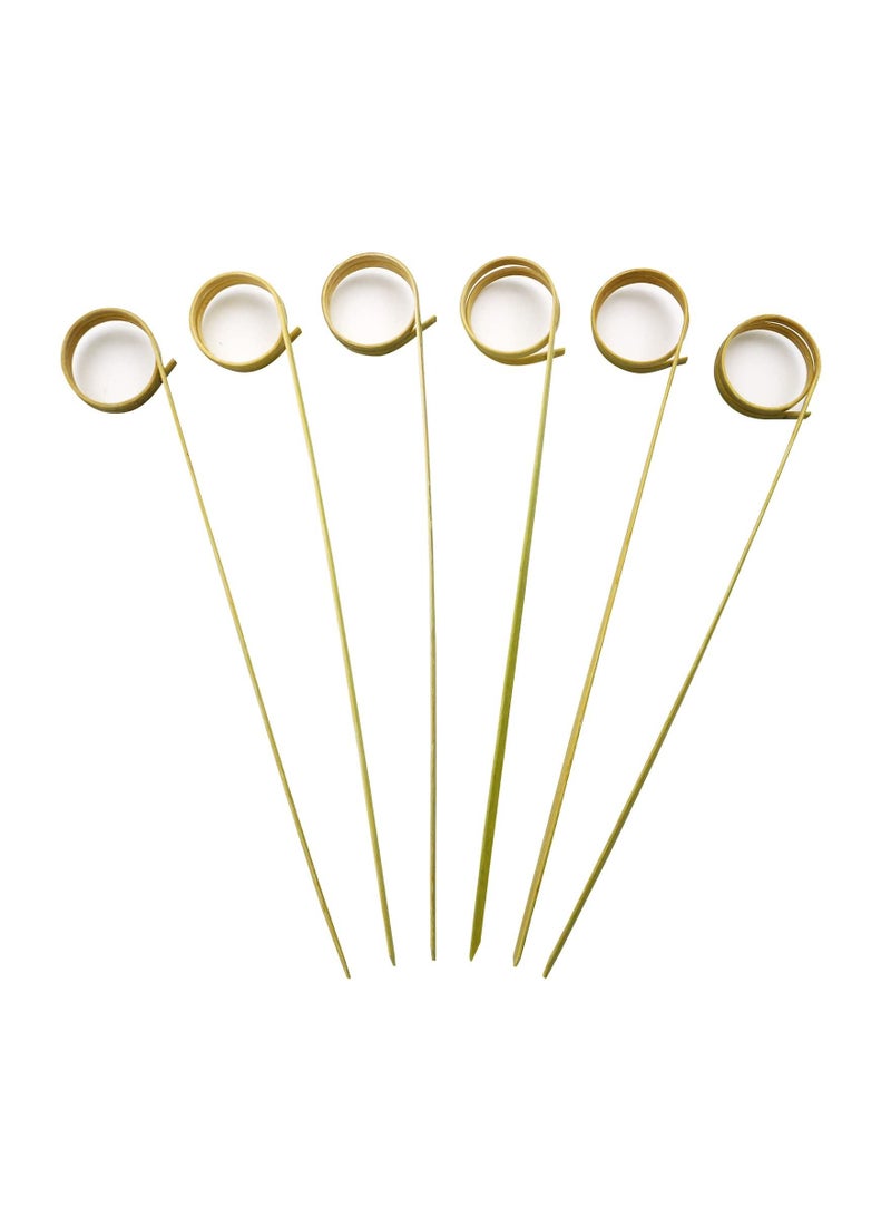 100 PCS Bamboo Skewers 4.72 Inch with Looped Ring, Food Picks, Party Toothpicks for Appetizers, Barbecue Snacks, Club Sandwiches