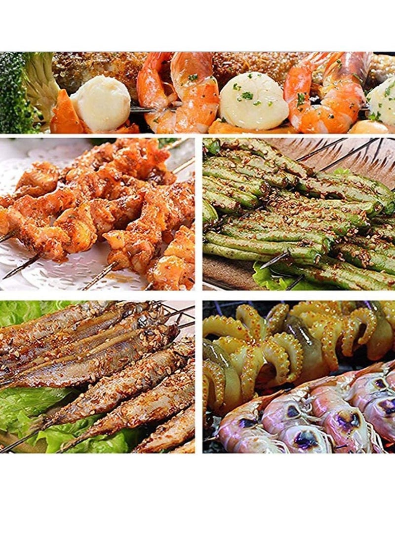 Barbecue Skewers for Grilling Stainless Steel BBQ Needle Sticks Metal Meat Shrimp Chicken Vegetable Outdoor Cooking 100PCS