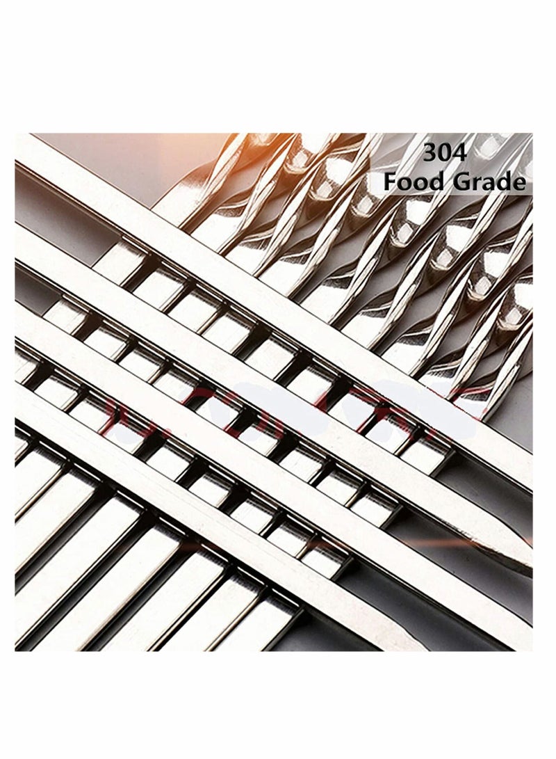 10PCS Barbecue Skewers -15 inch Stainless Steel Wide Flat Metal Reusable Dishwasher Safe Grill Tools, Needles Kabob Sticks, Suitable for outdoor barbecues, family gatherings and gifts