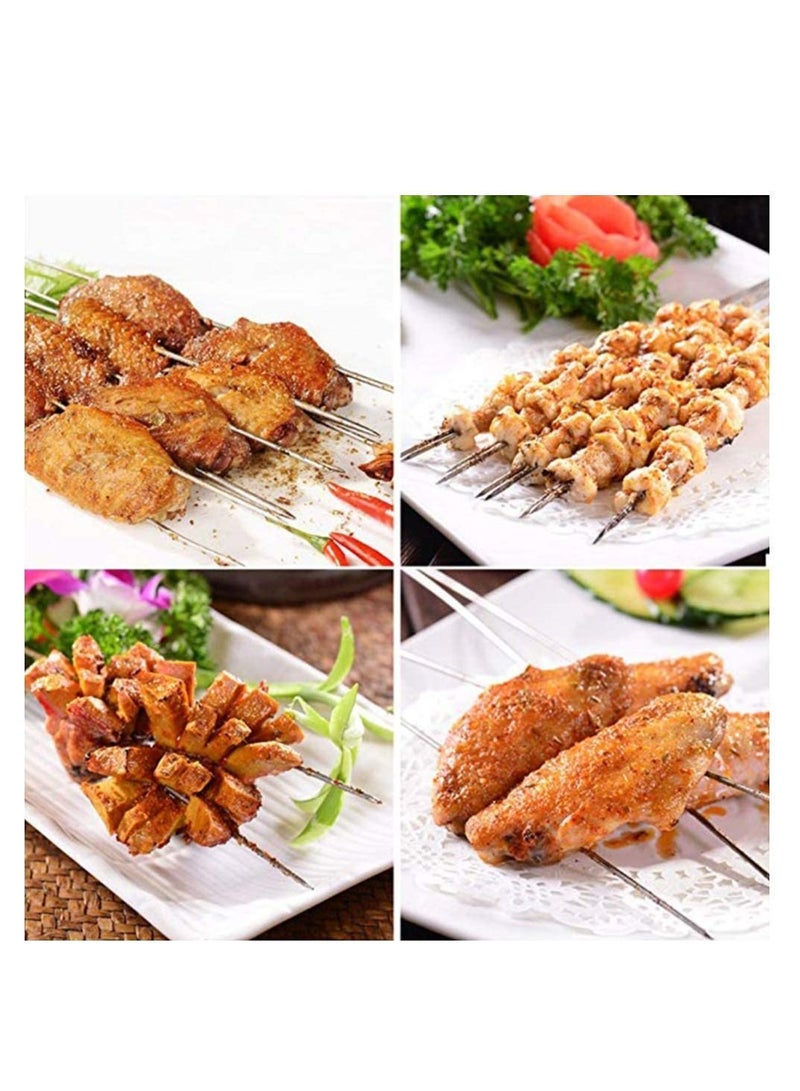 Barbecue Skewers for Grilling Stainless Steel BBQ Needle Sticks Metal Meat Shrimp Chicken Vegetable Outdoor Cooking 100PCS