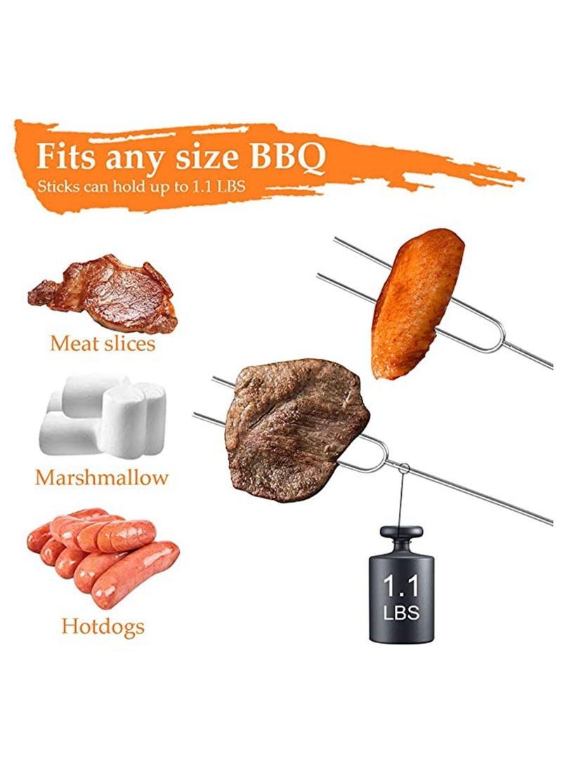 Extendable Marshmallow Roasting Sticks - KASTWAVE Set of 8 Telescoping Smores Skewers & Hot Dog Forks with Wooden Handle for Fire Pit Campfire 32 Inch Stainless Steel BBQ Kit Outdoor Camping