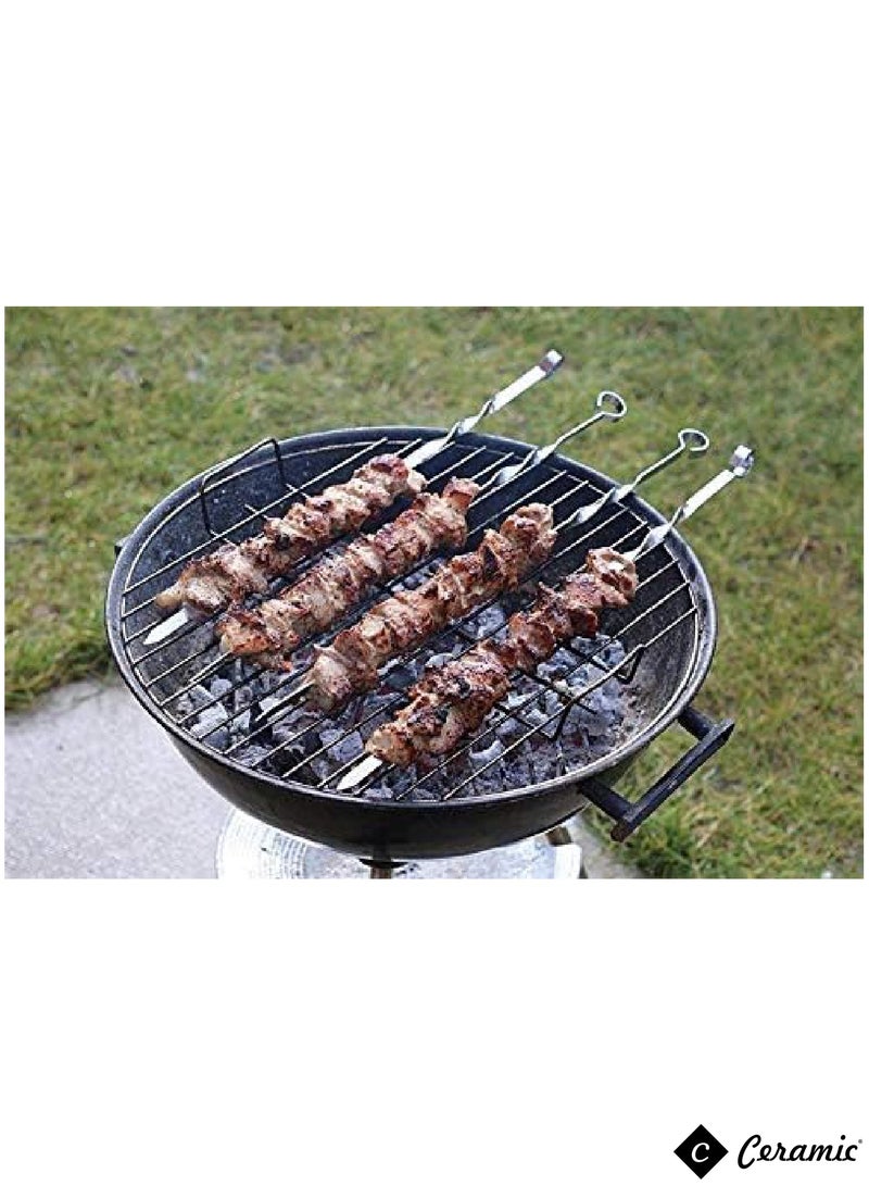 Barbecue Skewers 50Cm Stainless Steel Flat Metal Bbq Kabob Skewer Reusable Grilling Sticks Set Shish Kebab Needles For Outdoor Camping Outings Cooking Tools With Bag 36Pcs