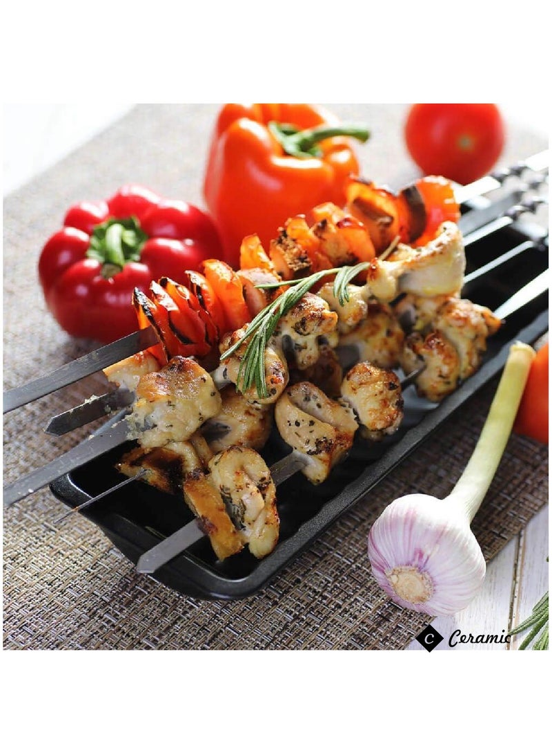 24 Piece Bbq Skewer Set Silver Grilling Stainless Steel Needle Sticks Metal Meat Shrimp Chicken Vegetable Outdoor Cooking 40Cm