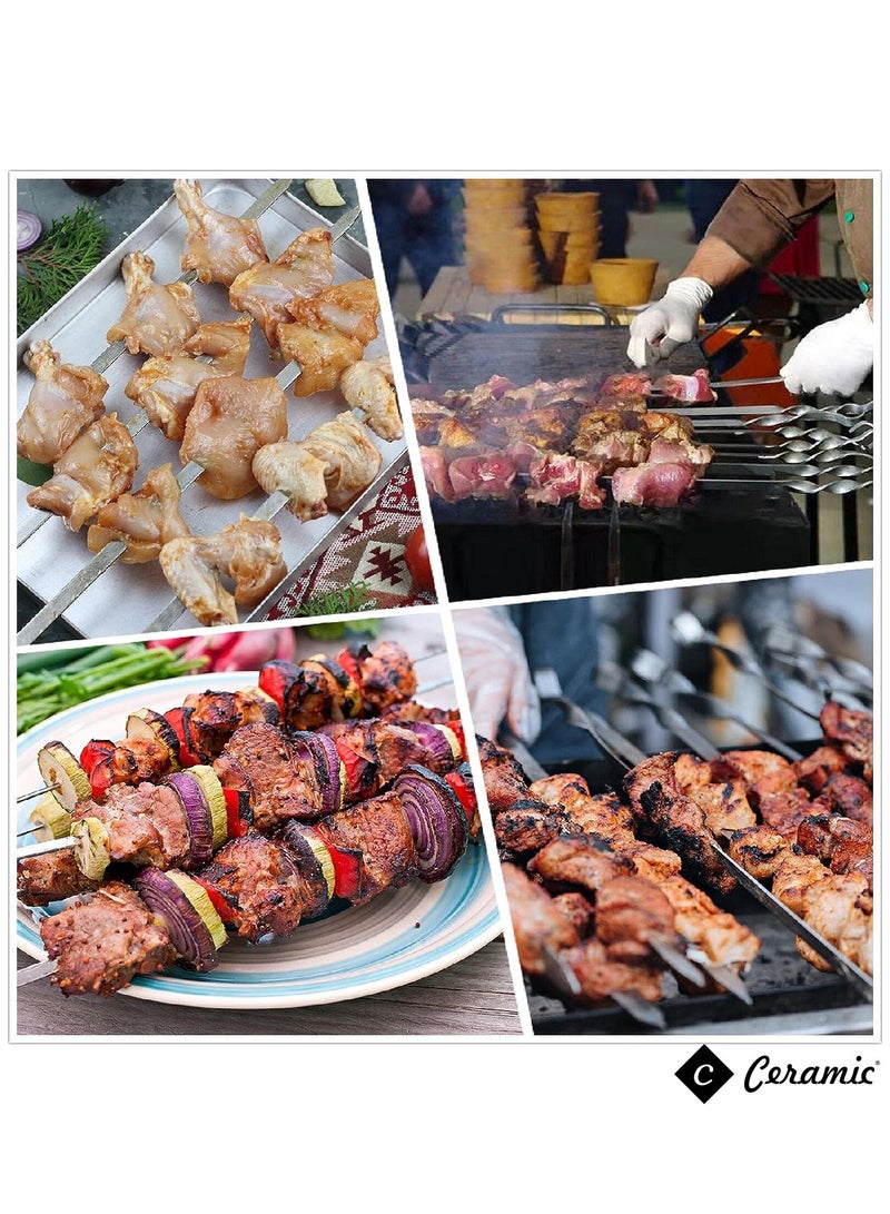 Metal Kabob Skewers 36Pcs 50Cm Flat Skewers For Grilling BBQ Barbecue Skewer Stainless Steel Shish Kebob Reusable Set For Grilling
