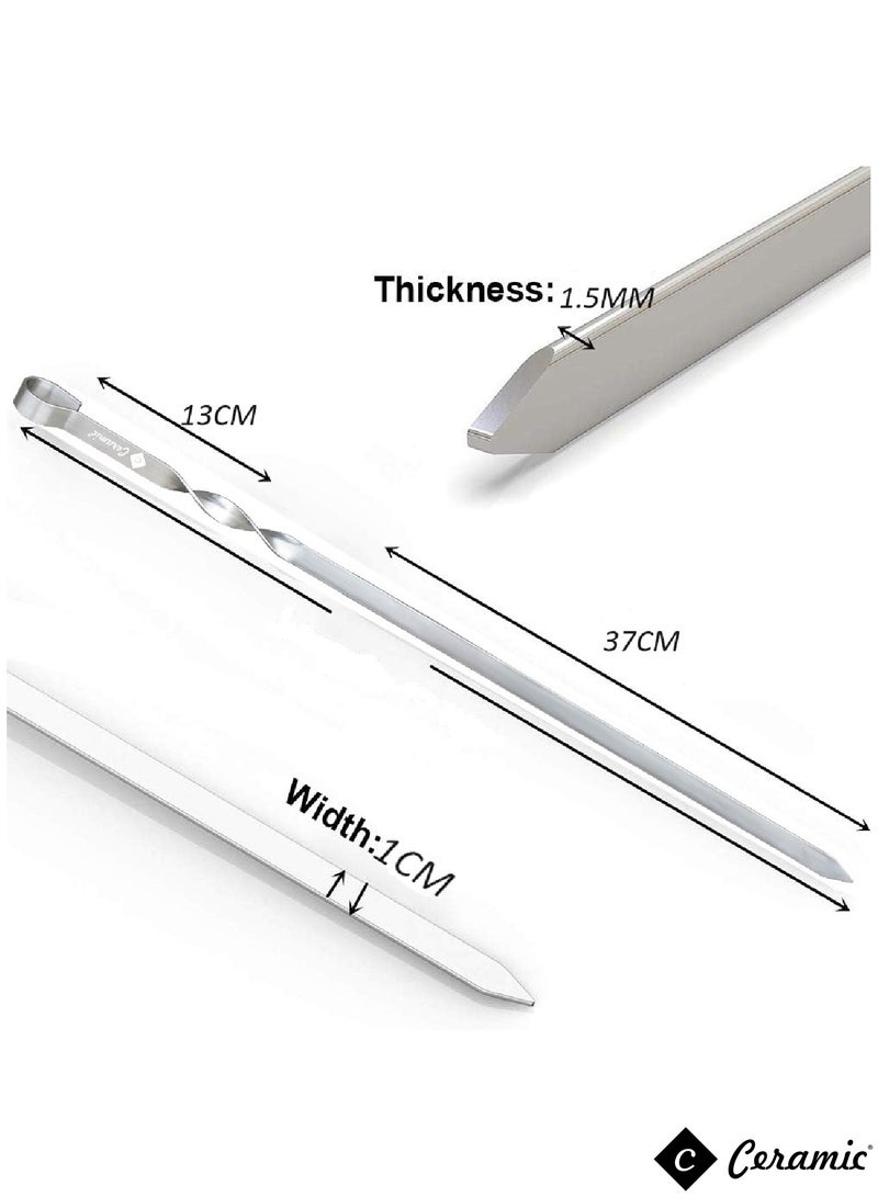 Metal Kabob Skewers 36Pcs 50Cm Flat Skewers For Grilling BBQ Barbecue Skewer Stainless Steel Shish Kebob Reusable Set For Grilling
