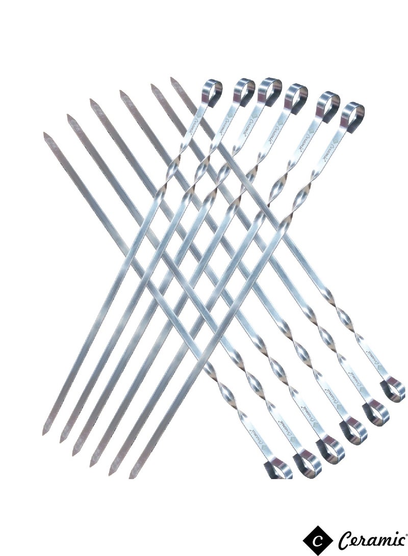 Metal Kabob Skewers 36Pcs 50Cm Flat Skewers For Grilling BBQ Barbecue Skewer Stainless Steel Shish Kebob Reusable Set For Grilling