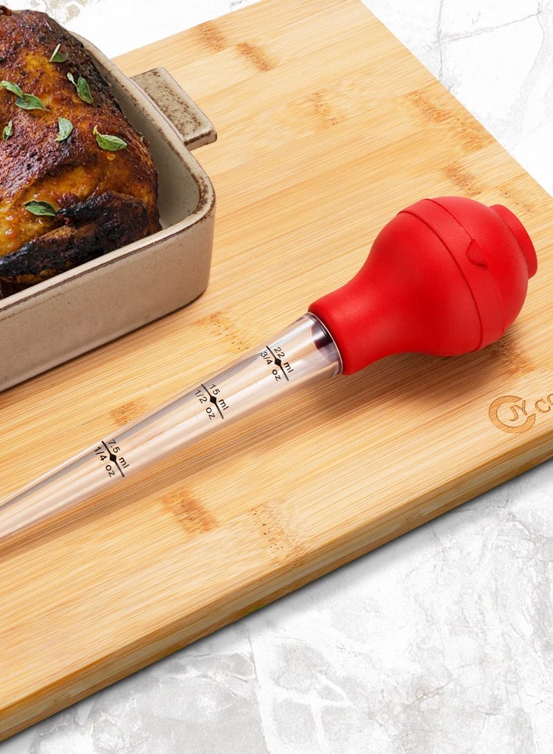 Turkey Baster with Barbecue Basting Brush, Baster Syringe for Home Baking and Roaster Turkey, Include Detachable Food Grade Silicone Bulb, Meat Injector Needle and Cleaning Brush