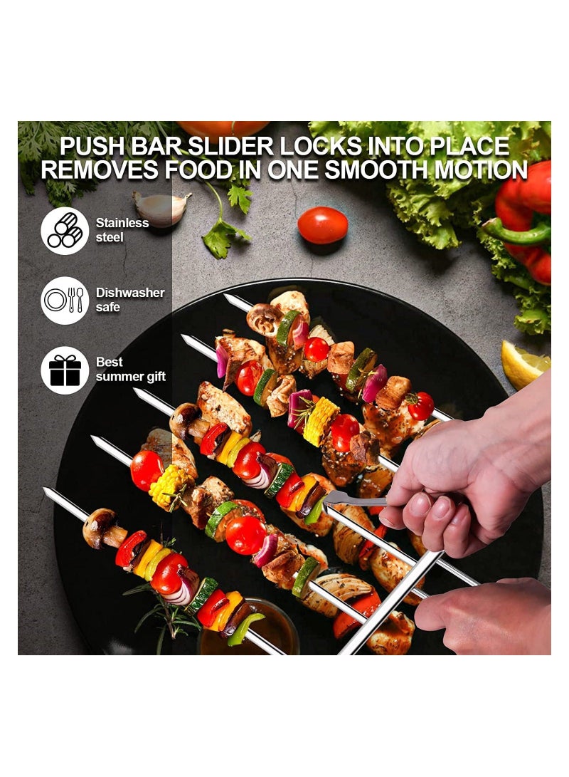 5 in 1 Kabob Skewers for Grilling with Slider Stainless Steel BBQ Metal Barbecue Kabobs Shish Kebab Grill Ideal Sticks Shrimp Veggie Meat Chicken