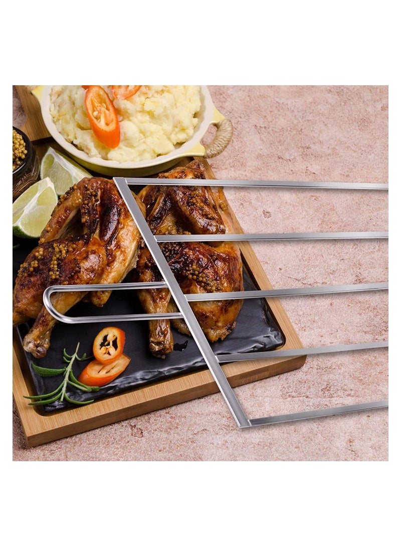 5 in 1 Kabob Skewers for Grilling with Slider Stainless Steel BBQ Metal Barbecue Kabobs Shish Kebab Grill Ideal Sticks Shrimp Veggie Meat Chicken