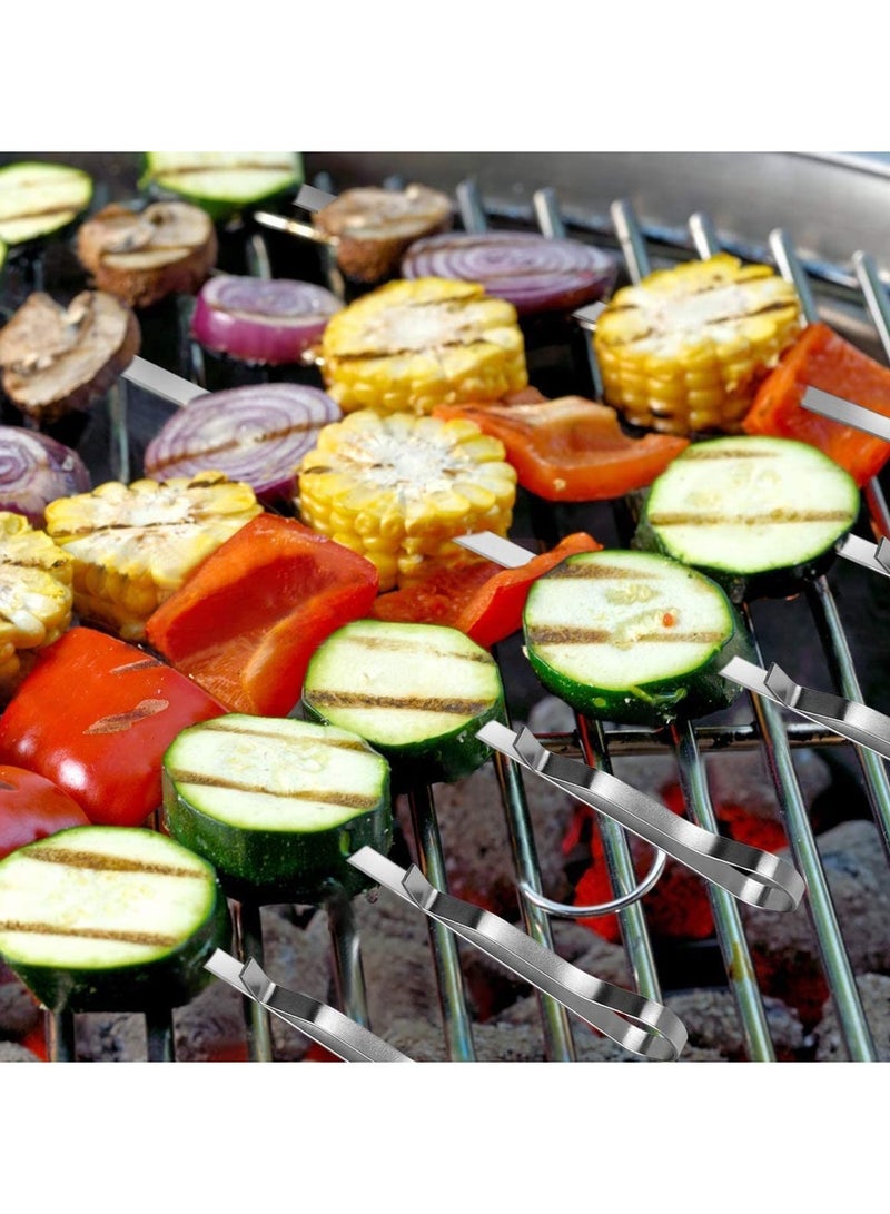 10 Piece Barbecue Skewers 17 Inch Stainless Steel Flat Metal Bbq Kabob Skewer Reusable Grilling Sticks Set Shish Kebab Needles For Outdoor Camping Outings Cooking Tools
