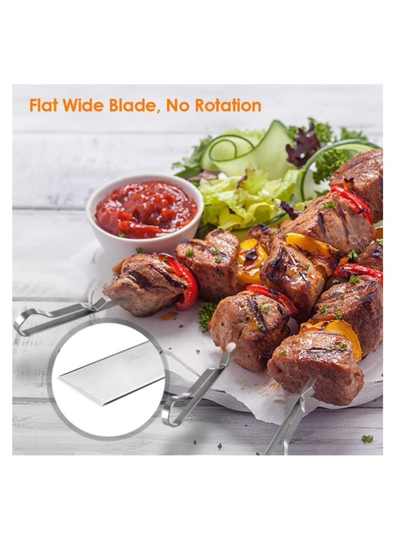10 Piece Barbecue Skewers 17 Inch Stainless Steel Flat Metal Bbq Kabob Skewer Reusable Grilling Sticks Set Shish Kebab Needles For Outdoor Camping Outings Cooking Tools
